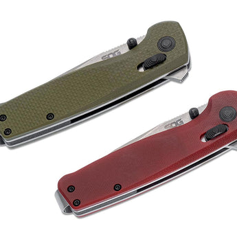 SOG Terminus XR G10 - 2.95 Inch Stonewashed Clip Point Blade - OD Green or Crimson - Clam or Box Packaging
