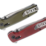 SOG Terminus XR G10 - 2.95 Inch Stonewashed Clip Point Blade - OD Green or Crimson - Clam or Box Packaging