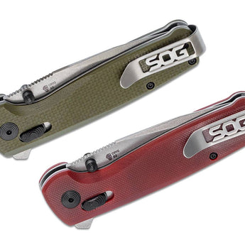 SOG Terminus XR G10 - 2.95 Inch Stonewashed Clip Point Blade - OD Green or Crimson - Clam or Box Packaging