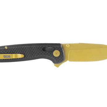 SOG Terminus XR LTE Folding Knife - 2.95 Inch Blade, Clip Point, Straight Edge - Carbon and Graphite or Carbon and Gold