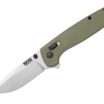 SOG Terminus XR G10 - 2.95 Inch Stonewashed Clip Point Blade - OD Green or Crimson - Clam or Box Packaging