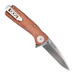 SOG Twitch XL Folding Knife - 3.25 Inch Straight Edge, Drop Point, Satin Finish - Wood Handle - Clam Packaging