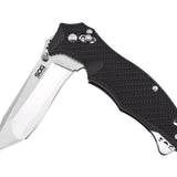 SOG Vulcan Tanto Folding Knife - 3.5-inch Straight Edge, Tanto - Satin - Black Handle - Boxed (VL-03)