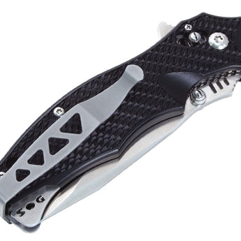 SOG Vulcan Tanto Folding Knife - 3.5-inch Straight Edge, Tanto - Satin - Black Handle - Boxed (VL-03)