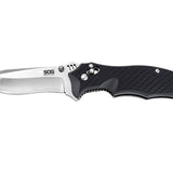 SOG Vulcan Tanto Folding Knife - 3.5-inch Straight Edge, Tanto - Satin - Black Handle - Boxed (VL-03)