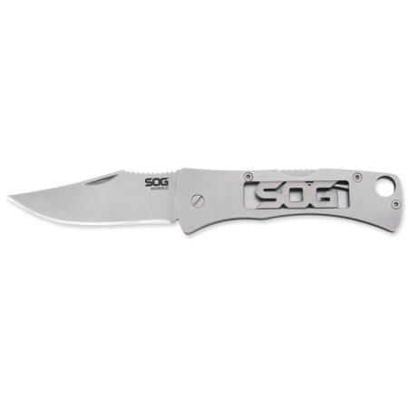 SOG Micron 2.0 Folding Knife - 2.25-inch Straight Edge, Clip Point - Bead Blasted - Silver Handle - Clam Pack (FF93-CP)
