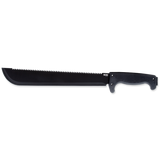 SOG SOGFari 13-inch Machete - Saw / Straight Edge - Black Powder Coated Finish - Black Handle - Nylon Sheath - Clam Pack (MC01-N)