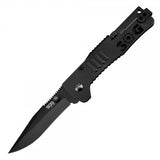 SOG Slim Jim Folding Knife - 3.18-inch Straight Edge, Clip Point - Hardcased Black with Black Handle (SJ32) or Satin Finish with Silver Handle (SJ31) - Clam Shelled