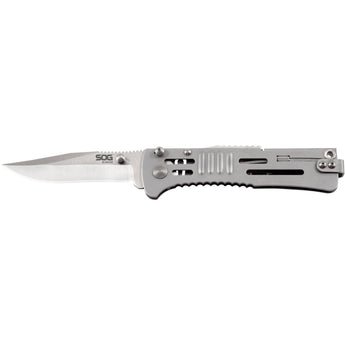 SOG Slim Jim Folding Knife - 3.18-inch Straight Edge, Clip Point - Hardcased Black with Black Handle (SJ32) or Satin Finish with Silver Handle (SJ31) - Clam Shelled