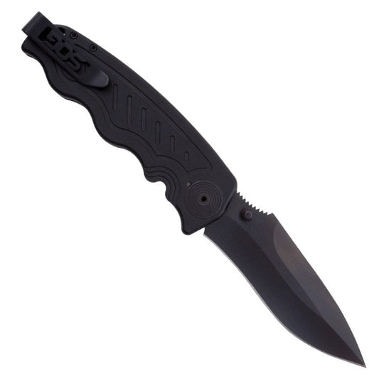 SOG Zoom Folding Knife - 3.6-inch Straight Edge, Drop Point - Black TiNi - Black Handle - Boxed (ZM1012-BX)