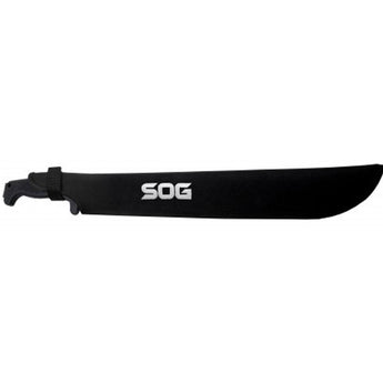 SOG SOGFari 18-inch Machete - Saw / Straight Edge - Black Powder Coated Finish - Black Handle - Nylon Sheath - Clam Pack (MC02-N)