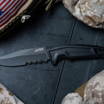 SOG Recondo FX Fixed Blade Knife - 4.6-inch Partially Serrated, Clip Point - Presentation Box - Black or FDE Colors