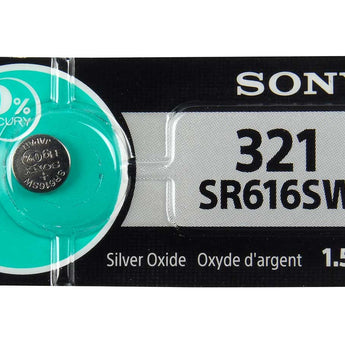 MuRata SR616SW 321 16mAh 1.55V Silver Oxide Watch Battery - 1 Piece Tear Strip, Sold Individually