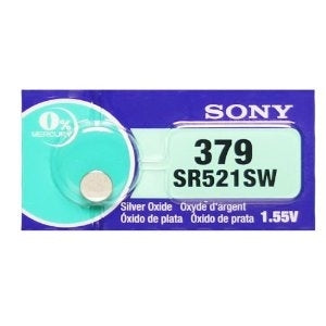 MuRata SR521SW 379 16mAh 1.55V Silver Oxide Button Cell Battery - 1 Piece Tear Strip, Sold Individually