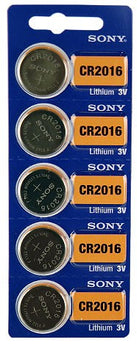 MuRata CR2016 90mAh 3V Lithium Primary (LiMNO2) Coin Cell Batteries - 5-Piece Tear Strip