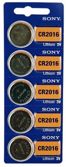 MuRata CR2016 90mAh 3V Lithium Primary (LiMNO2) Coin Cell Batteries - 5-Piece Tear Strip