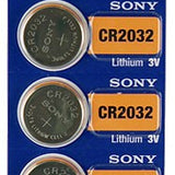 MuRata CR2032 220mAh 3V Lithium Primary (LiMNO2) Coin Cell Batteries - 5-Piece Tear Strip