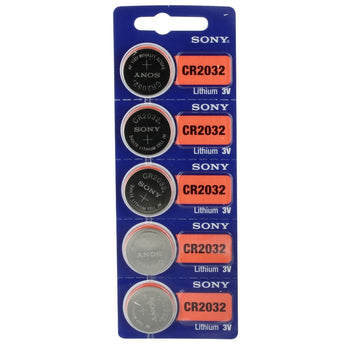 MuRata CR2032 220mAh 3V Lithium Primary (LiMNO2) Coin Cell Batteries - 5-Piece Tear Strip