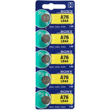 MuRata LR44 1.5V Alkaline Coin Cell Battery - 1 Piece Tear Strip