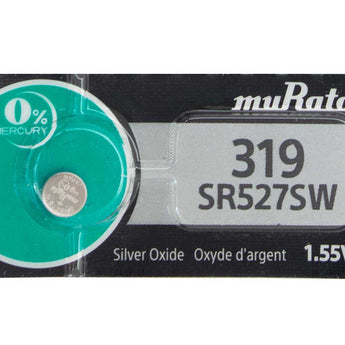 MuRata SR527SW 319 22.5mAh 1.55V Silver Oxide Watch Battery - 1 Piece Tear Strip, Sold Individually