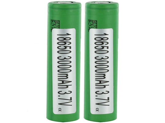 BUNDLE: 2 x Sony MuRata VTC6 INR 18650 3000mAh 3.6V Unprotected High-Drain 15A Flat Top Batteries