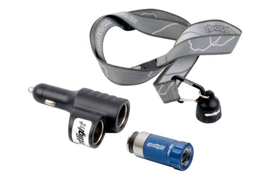 Spotlight Commuter Kit with Spotlight Turbo LED Flashlight and Keychain and Super Socket - Lil Mule Blue (SPOT-9104)