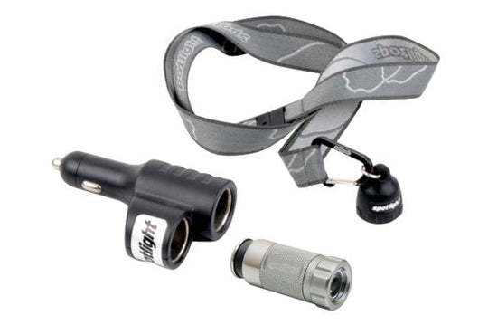 Spotlight Commuter Ki with Spotlight Turbo LED Flashlight and Keychain and Super Socket - Time Machine Titanium (SPOT-9108)