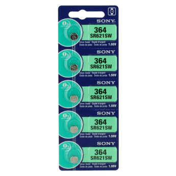 MuRata SR621SW 364 23mAh 1.55V Silver Oxide Watch Battery - 1 Piece Tear Strip, Sold Individually