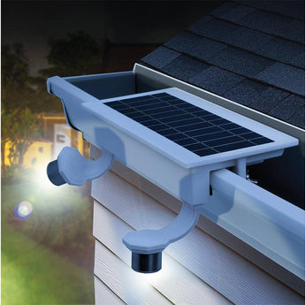 STKR EZ Solar Home Security Gutter Mounted LED Spotlight - 600 Lumens - Uses Built-in 2000mAh Li-ion Battery Pack