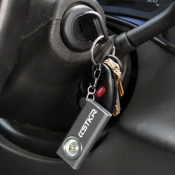 STKR SlimJimmy USB-C Rechargeable LED Keychain Flashlight - 400 Lumens - Uses Built-in 300mAh Li-ion Battery Pack - Red or Grey