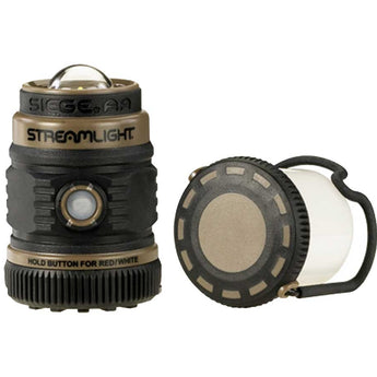 Streamlight 44941 Siege AA Coyote Ultra-Compact Floating LED Lantern - 1 x C4 White LED and 2 x C4 Red LEDs - 200 Lumens - Uses 3 x AA Alkaline Batteries
