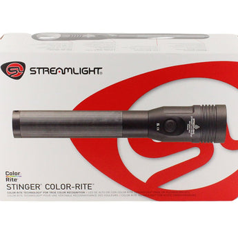 Streamlight Stinger Color-Rite Rechargeable Flashlight - 500 Lumens - 90 CRI - Includes NiMH Battery Pack - Black (75498) - No Charger or 120V AC/12V DC Charger or 120V AC/12V DC Piggyback Charger