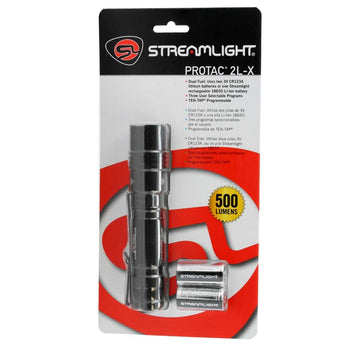 Streamlight ProTac 2L-X EDC Flashlight - Streamlight C4 LED - 500 Lumens - Uses 2 x CR123As (Included) or 1 x 18650 - Box or Clamshell Packaging