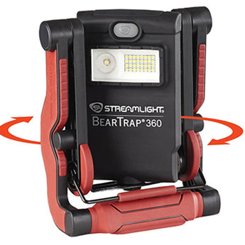 Streamlight BearTrap 360 Rechargeable LED Work Light - 2000 Lumens - 120V/100V AC - Includes 7.26V 5200mAh Li-ion Battery Pack - Red