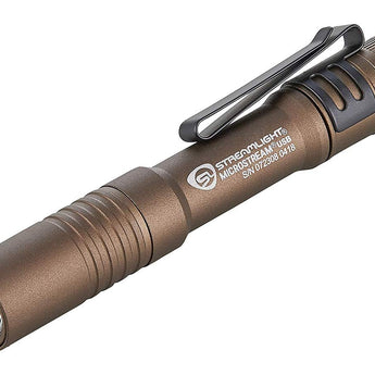 Streamlight Microstream USB Rechargeable EDC Flashlight - C4 LED - 250 Lumens - Includes 350mAh Li-ion Battery Pack - Black, Coyote, Blue, and Red Colors - Clam Shell or Boxed Packaging