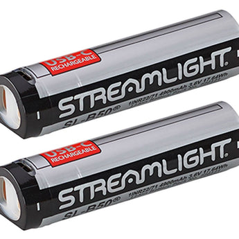 Streamlight 22112 SL-B50 4900mAh 3.6V Protected Lithium Ion (Li-Ion) Battery Pack With Built-In USB-C Charge Port - 2-Pack