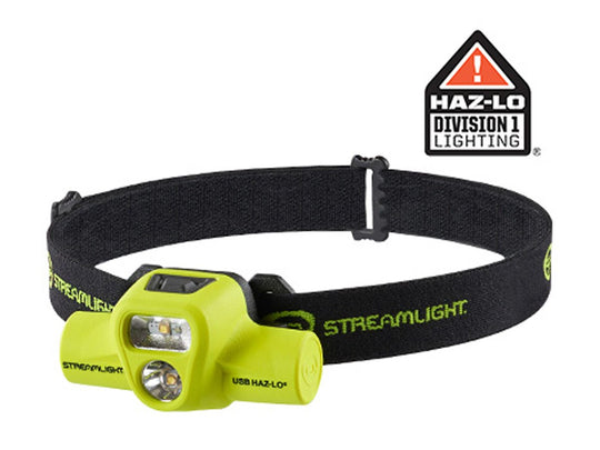 Streamlight USB HAZ-LO Headlamp - 250 Lumens - 120V AC Cord or Charge Cradle - Box - Yellow