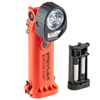 Streamlight Survivor Pivot LED Flashlight - 325 Lumens - Choose 3 x AA Alkaline or Li-ion Battery Pack - Optional AC/DC Charger - Orange or Yellow