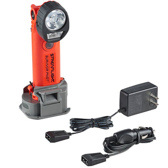 Streamlight Survivor Pivot LED Flashlight - 325 Lumens - Choose 3 x AA Alkaline or Li-ion Battery Pack - Optional AC/DC Charger - Orange or Yellow