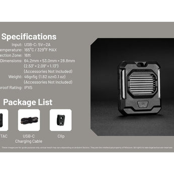 Nitecore EMR05 Tac USB-C Portable Electronic Insect Repeller - Powered by a USB-C Source
