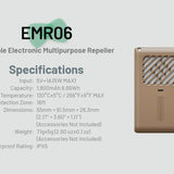 Nitecore EMR06 USB-C Rechargeable Portable Electronic Insect Repeller - Uses 1800mAh Li-ion Battery Pack - Black or Desert Tan