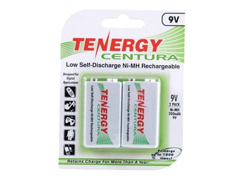 Tenergy Centura LSD 10002 9V 200mAh 8.4V Nickel Metal Hydride (NiMH) Battery with Snap Connector - 2 Piece Retail Card