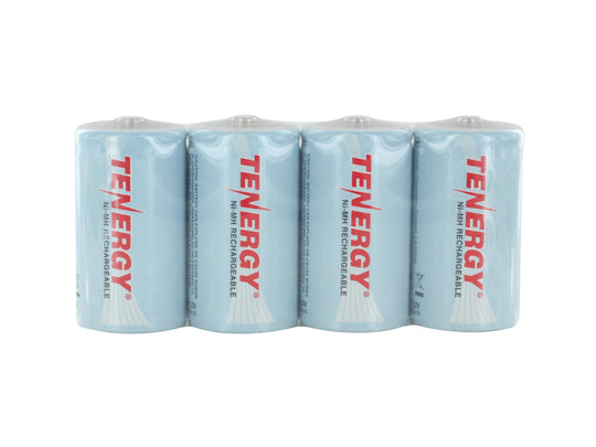 Tenergy 10100 D-cell (4PK) 10000mAh 1.2V Nickel Metal Hydride (NiMH) Button Top Batteries - Shrink Pack of 4