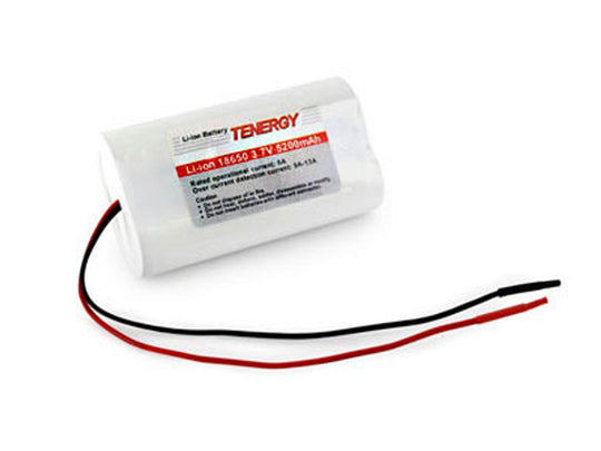 Tenergy 31001 Battery Pack - 18650 5200mAh 3.7V Protected Lithium Ion (Li-ion) Bare Leads Battery - Bulk