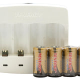 Tenergy 34154 Combo Kit for the Arlo Camera System - 4 x RCR123A / 16340 650mAh 3.7V Lithium Ion (Li-ion) Rechargeable Button-Top Batteries and 1 x 4-Bay Charger