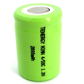 Tenergy 10511 4/5 Sub C 2000mAh 1.2V 2A High-Drain Nickel Metal Hydride (NiMH) Flat Top Battery - With or Without Tabs - Bulk
