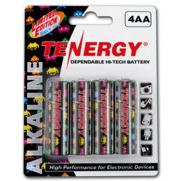 Tenergy AA Alkaline Batteries 4-Pack High drain Foil Jacket LR06 Special Edition - Gamer Print