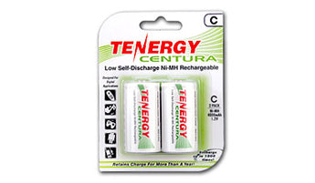 Tenergy Centura LSD 10207 C-cell 4000mAh 1.2V Nickel Metal Hydride (NiMH) Button Top Batteries - 2 Piece Retail Card