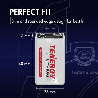 Tenergy 9V 1200mAh Lithium Primary (LiMnO2) Battery - Snap Connectors