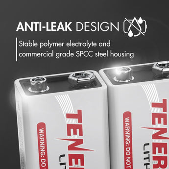 Tenergy 9V 1200mAh Lithium Primary (LiMnO2) Battery - Snap Connectors